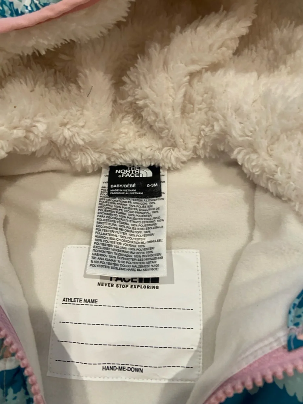 The North Face Baby ThermoBall Snowsuit 0-3M Hooded Bunting Pink Print Primaloft